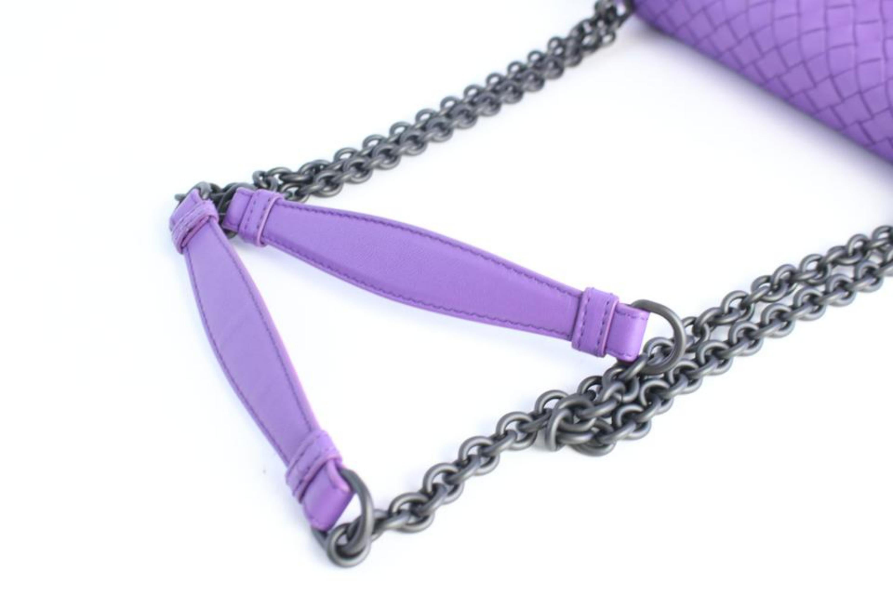 Bottega Veneta Olimpia Medium Napa Chain Flap 10mz0828 Purple Leather Cross Body For Sale 3