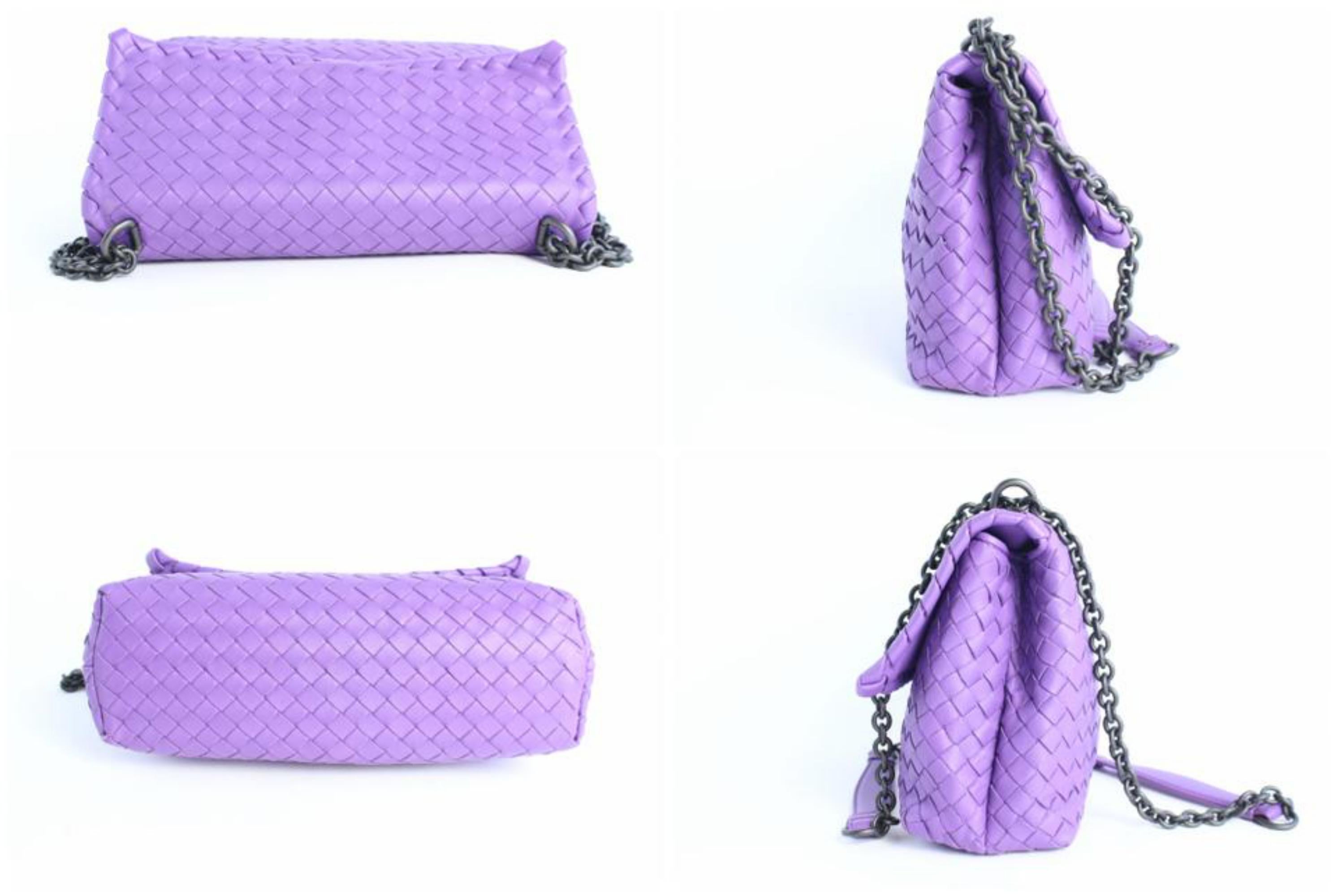 Bottega Veneta Olimpia Medium Napa Chain Flap 10mz0828 Purple Leather Cross Body For Sale 4