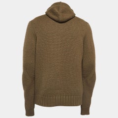 Bottega Veneta Olive Green Knit Hooded Sweater L
