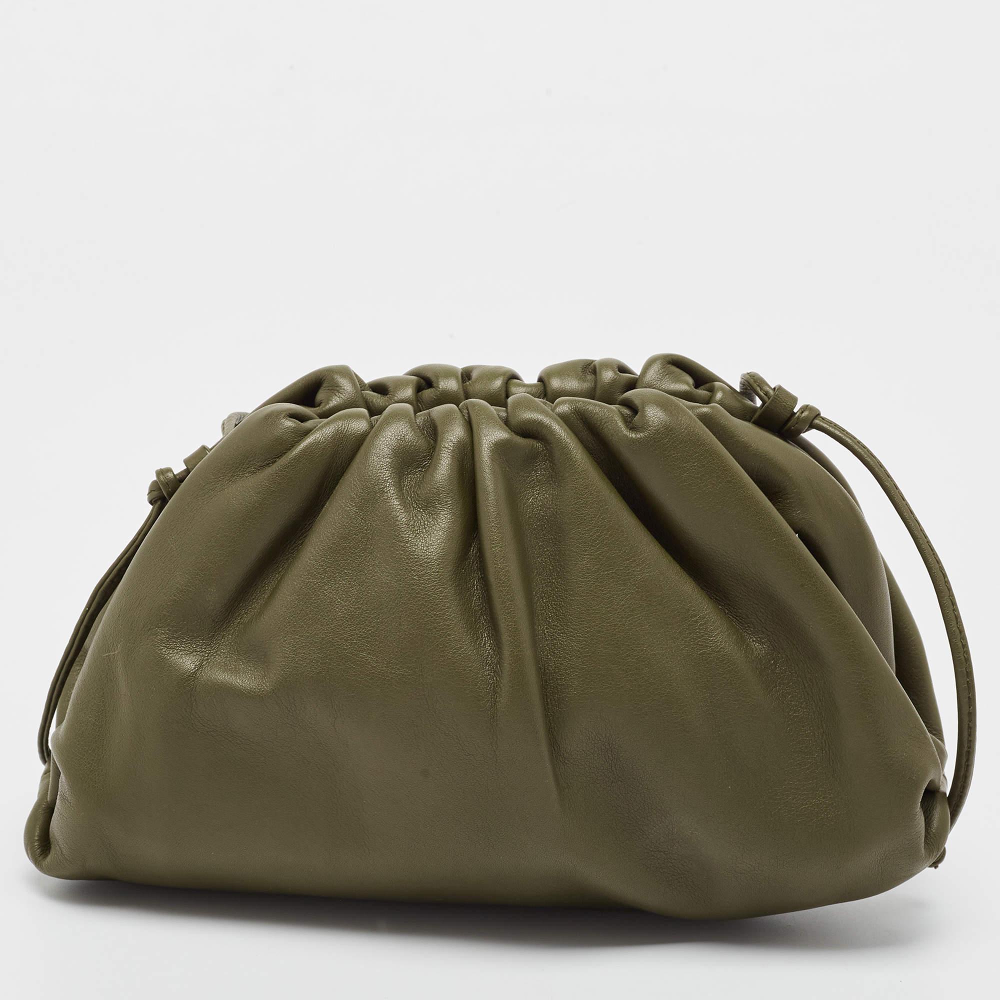 Women's Bottega Veneta Olive Green Leather Mini The Pouch Bag