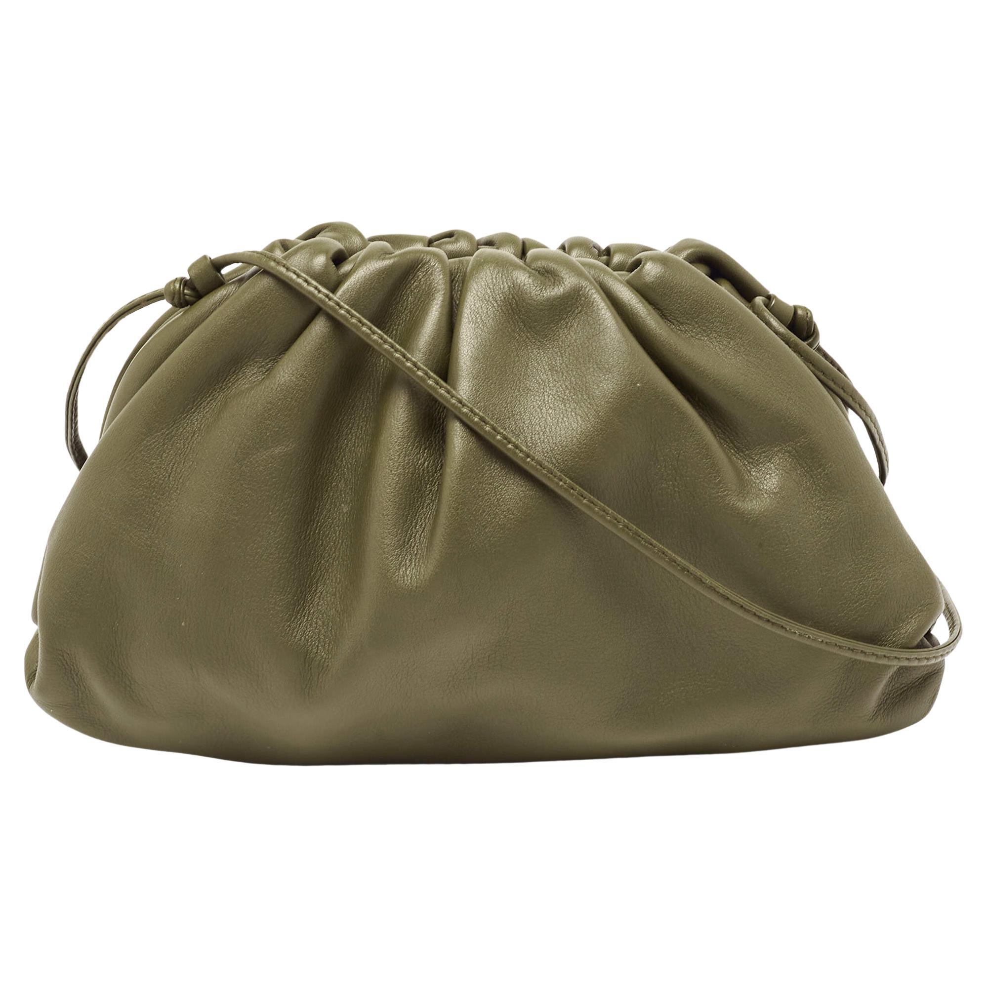 Bottega Veneta Olive Green Leather Mini The Pouch Bag