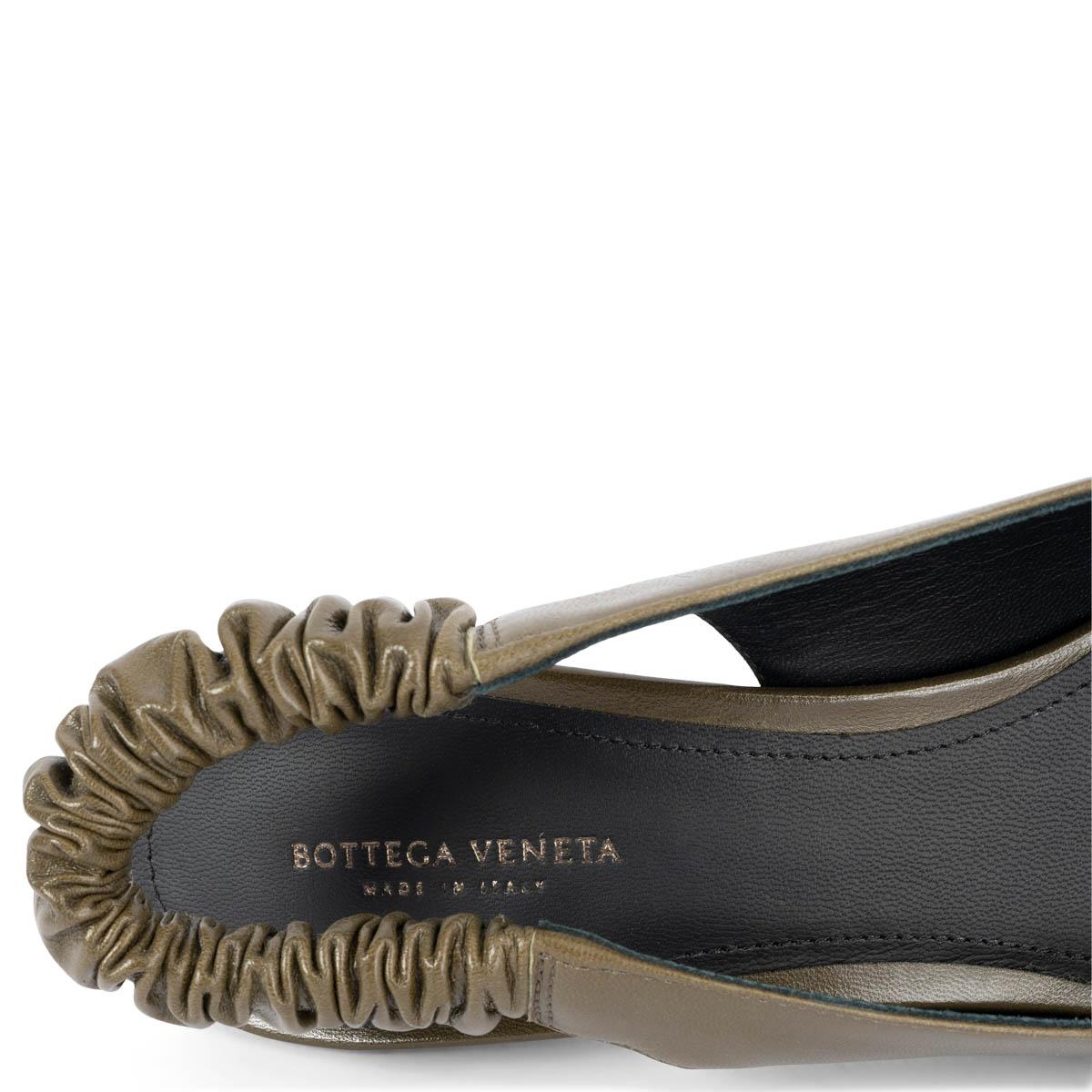 Women's BOTTEGA VENETA olive green leather POINTED TOE Slingbacks Shoes 39