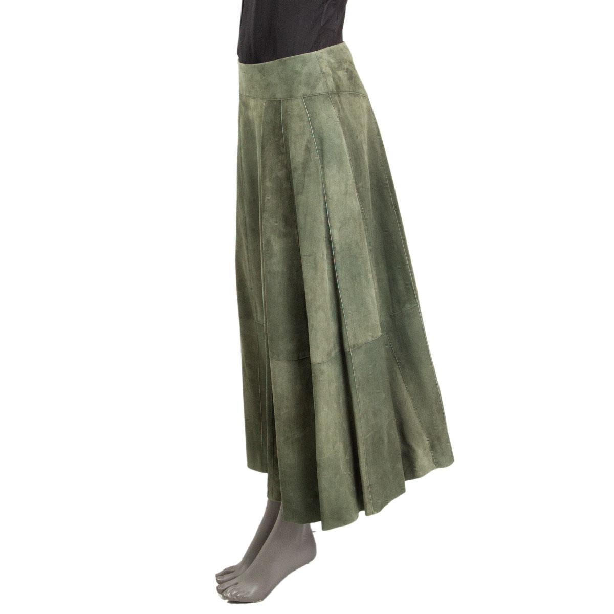 olive green suede skirt