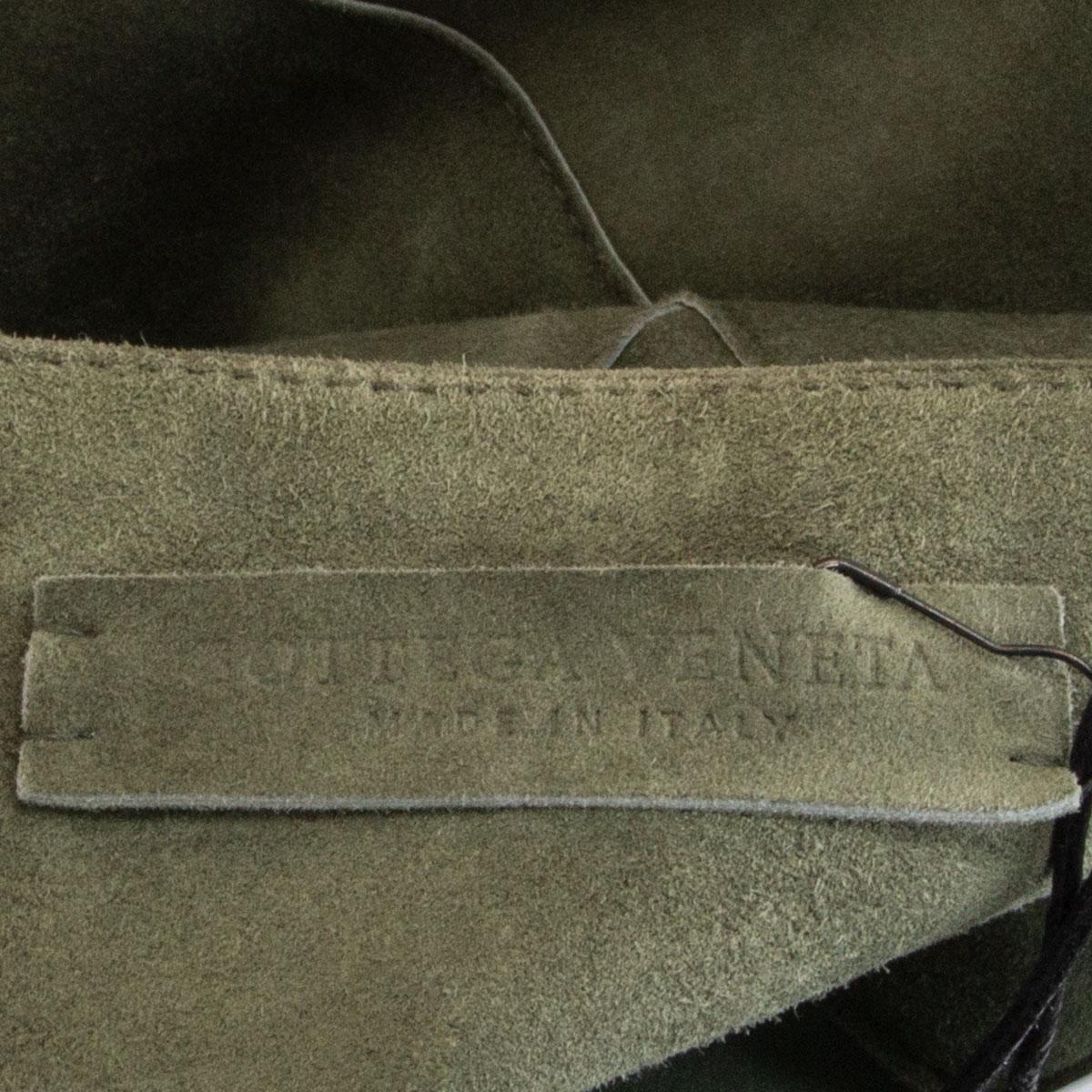 Brown BOTTEGA VENETA olive green suede leather PANELED Midi Skirt 40 S