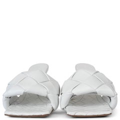 BOTTEGA VENETA Optic White leather MAXI INTRECCIATO LIDO Sandals Shoes 39