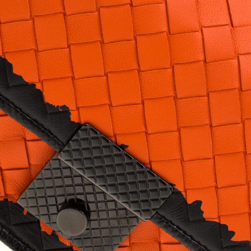 Bottega Veneta Orange/Black Intrecciato Leather Mini Glass Shoulder Bag 3