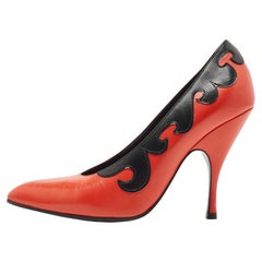 Used Bottega Veneta Orange/Black Leather Pumps Size 38