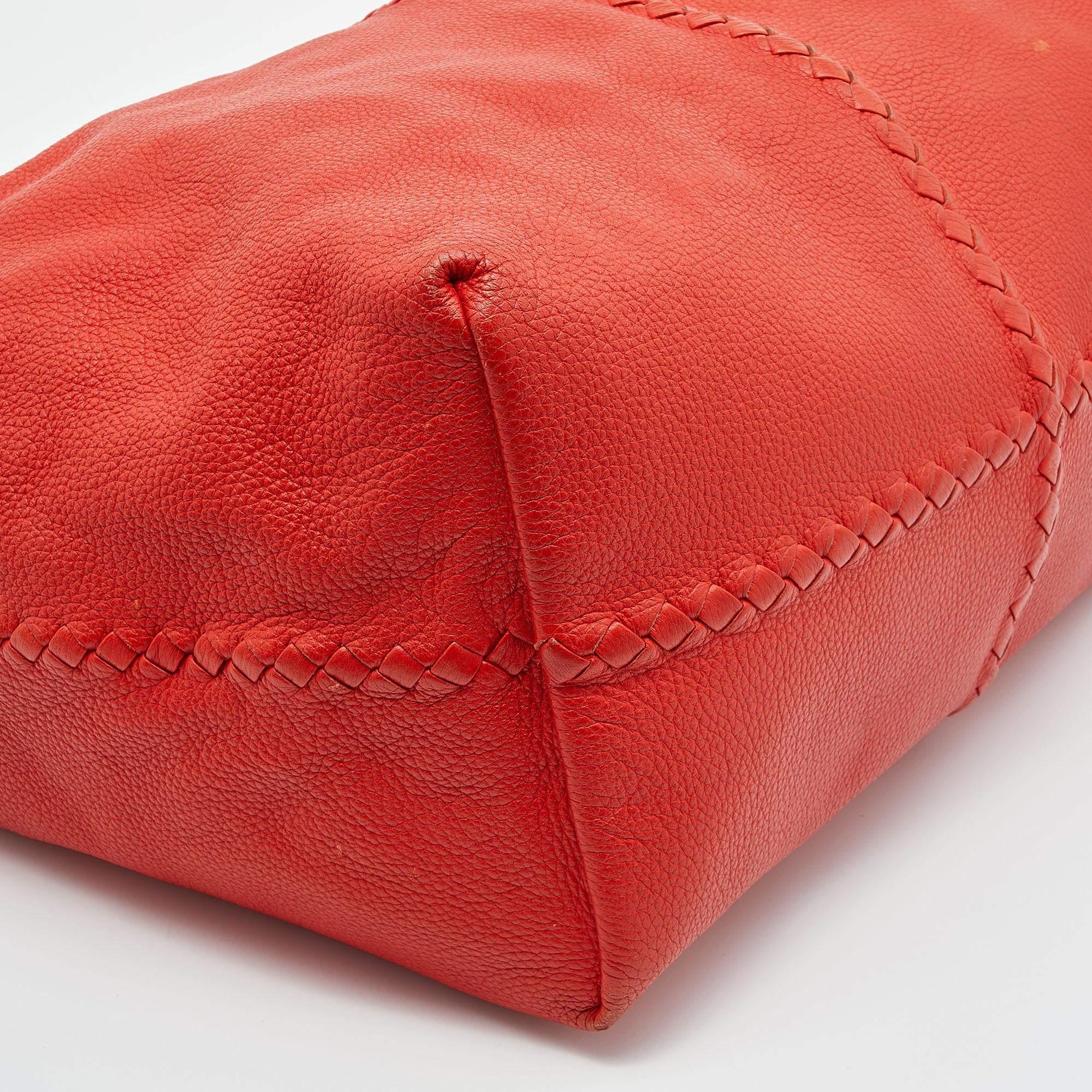 Bottega Veneta Orange Cervo Intrecciato Leather Large Brick Bag 3