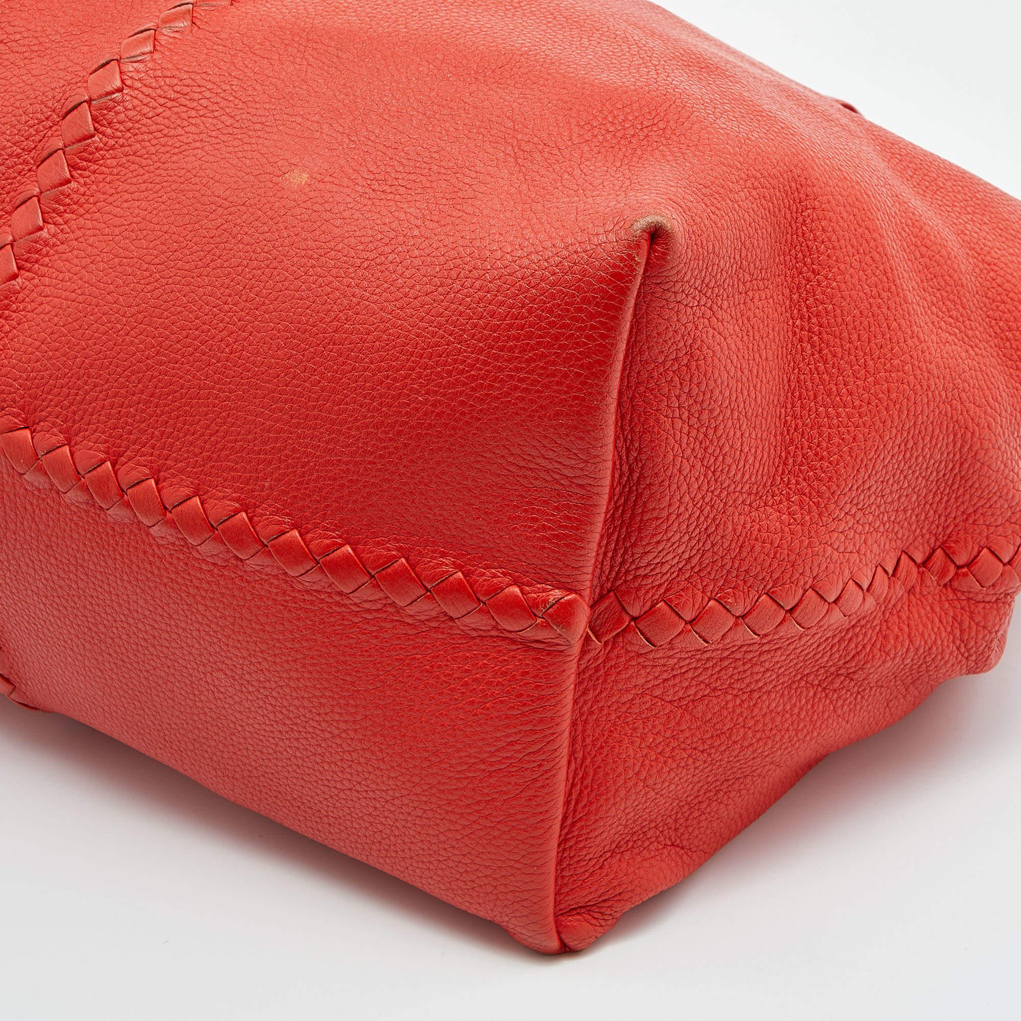 Bottega Veneta Orange Cervo Intrecciato Leather Large Brick Bag 4