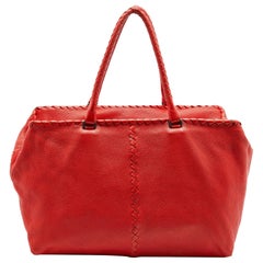 Bottega Veneta Orange Cervo Intrecciato Leather Large Brick Bag