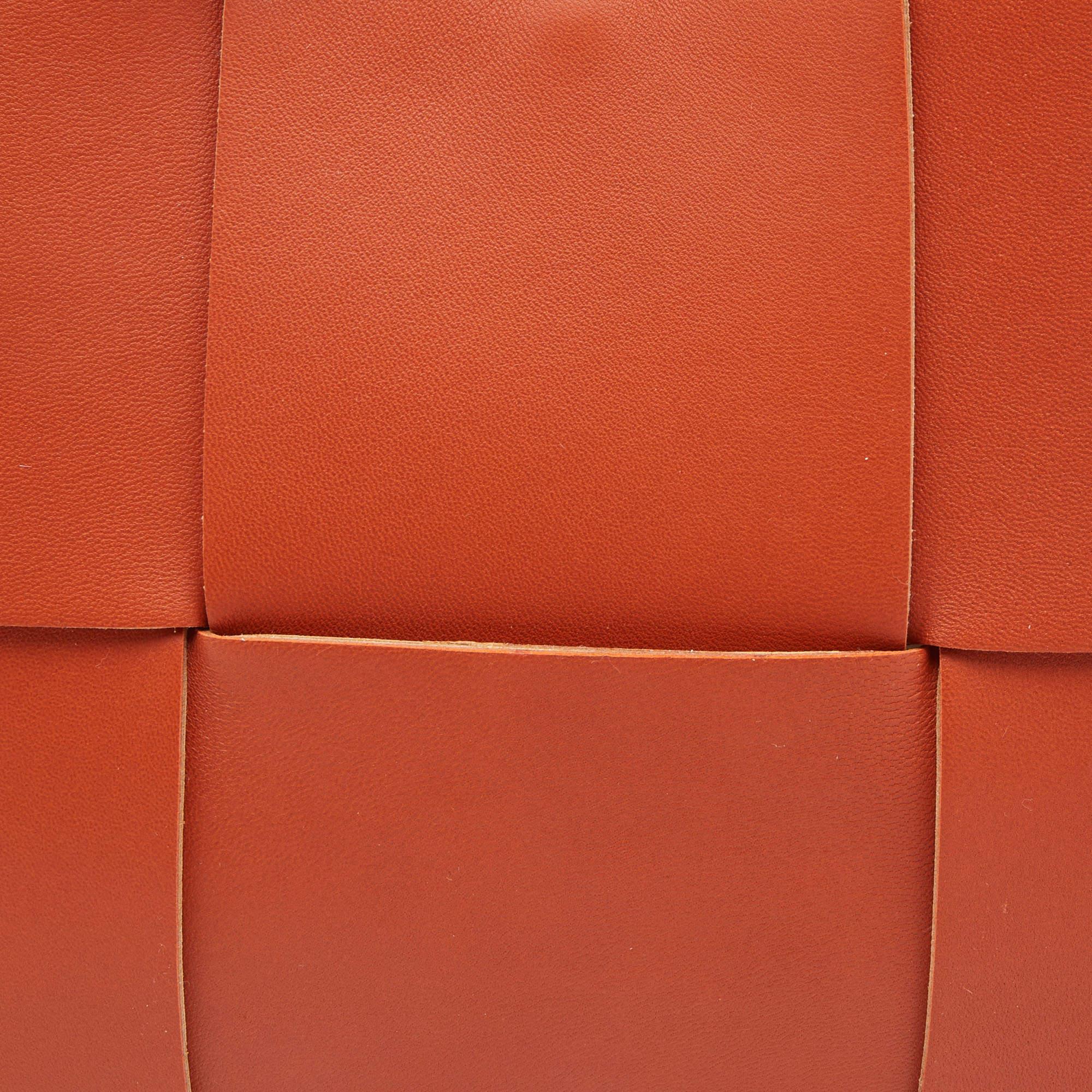 Bottega Veneta Orange Intrecciato Leather Arco Tote 2