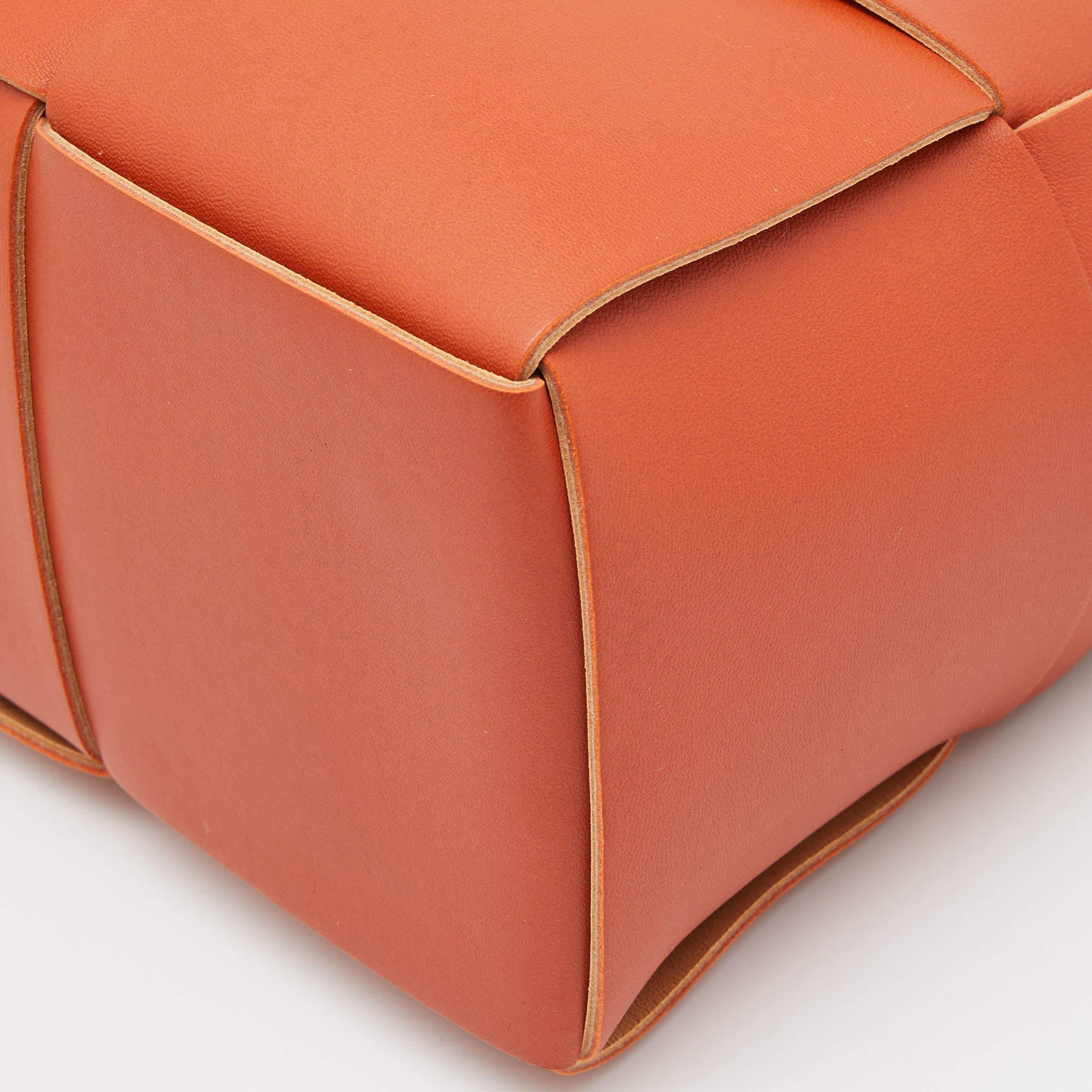 Bottega Veneta Orange Intrecciato Leather Arco Tote 3