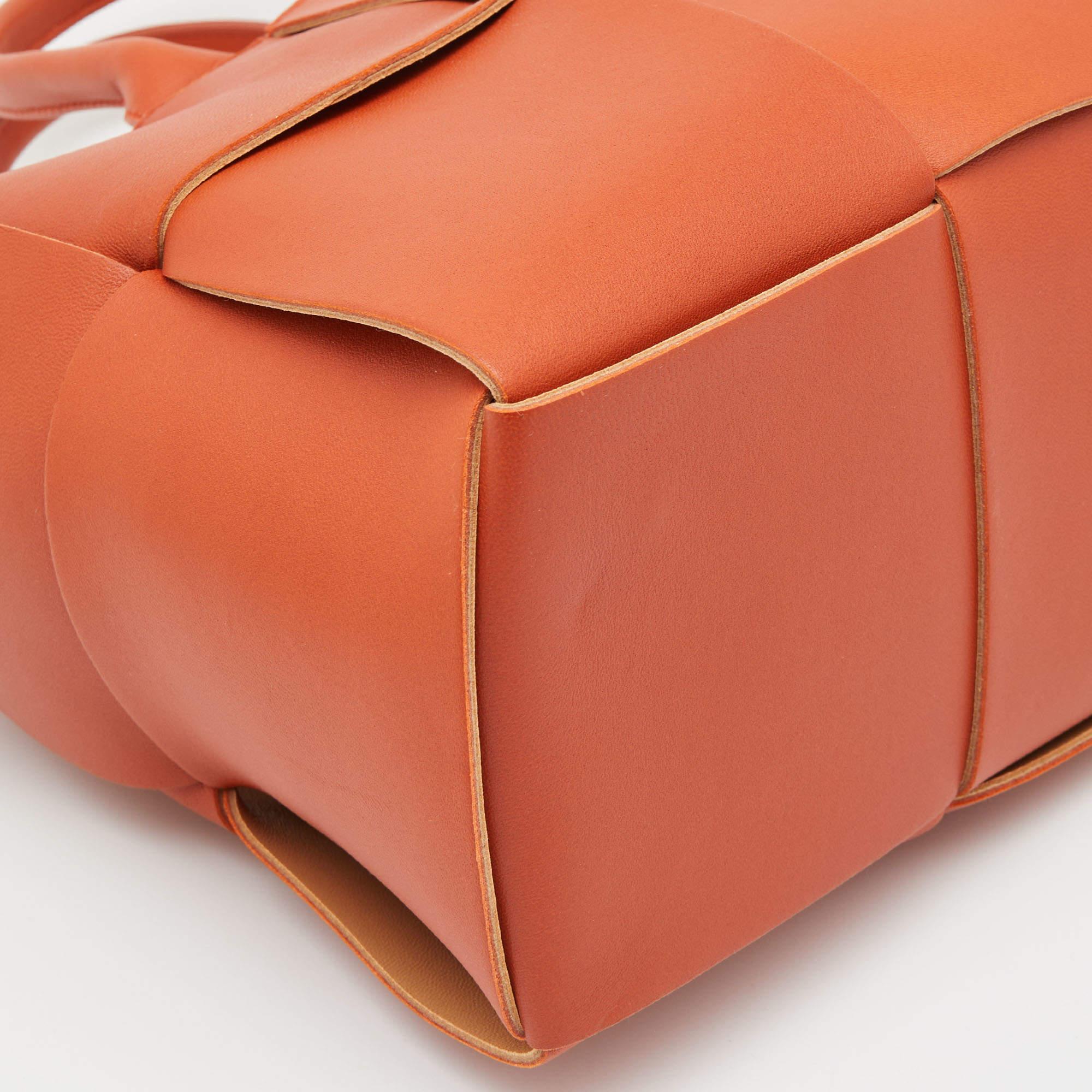 Bottega Veneta Orange Intrecciato Leather Arco Tote 4
