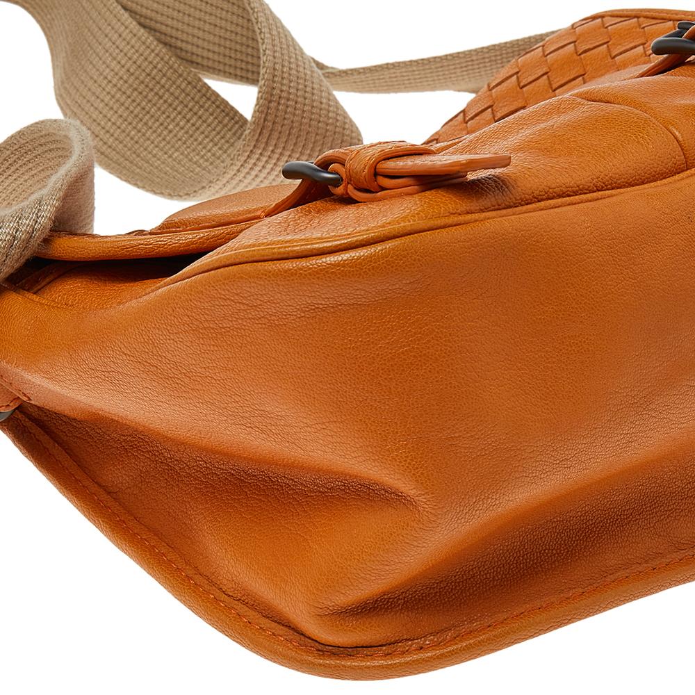 Bottega Veneta Orange Intrecciato Leather Gardena Messenger Bag 3