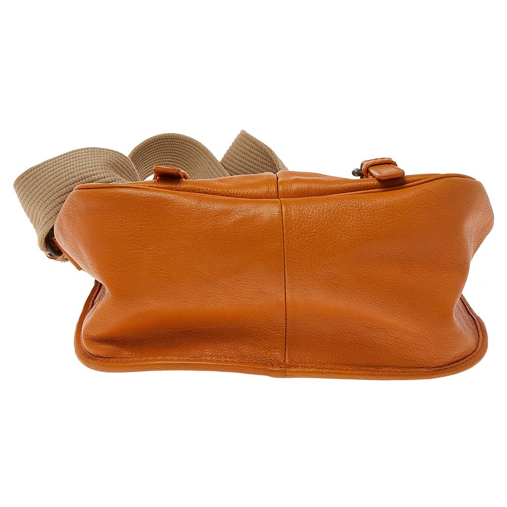 Bottega Veneta Orange Intrecciato Leather Gardena Messenger Bag 4