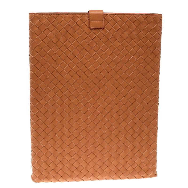 Bottega Veneta Orange Intrecciato Leather Ipad Case Damen
