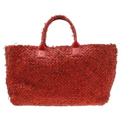 Bottega Veneta Orange Intrecciato Leather Large Cabat Tote