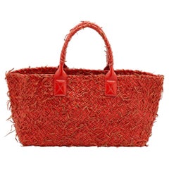 Used Bottega Veneta Orange Intrecciato Leather Medium Cabat Tote