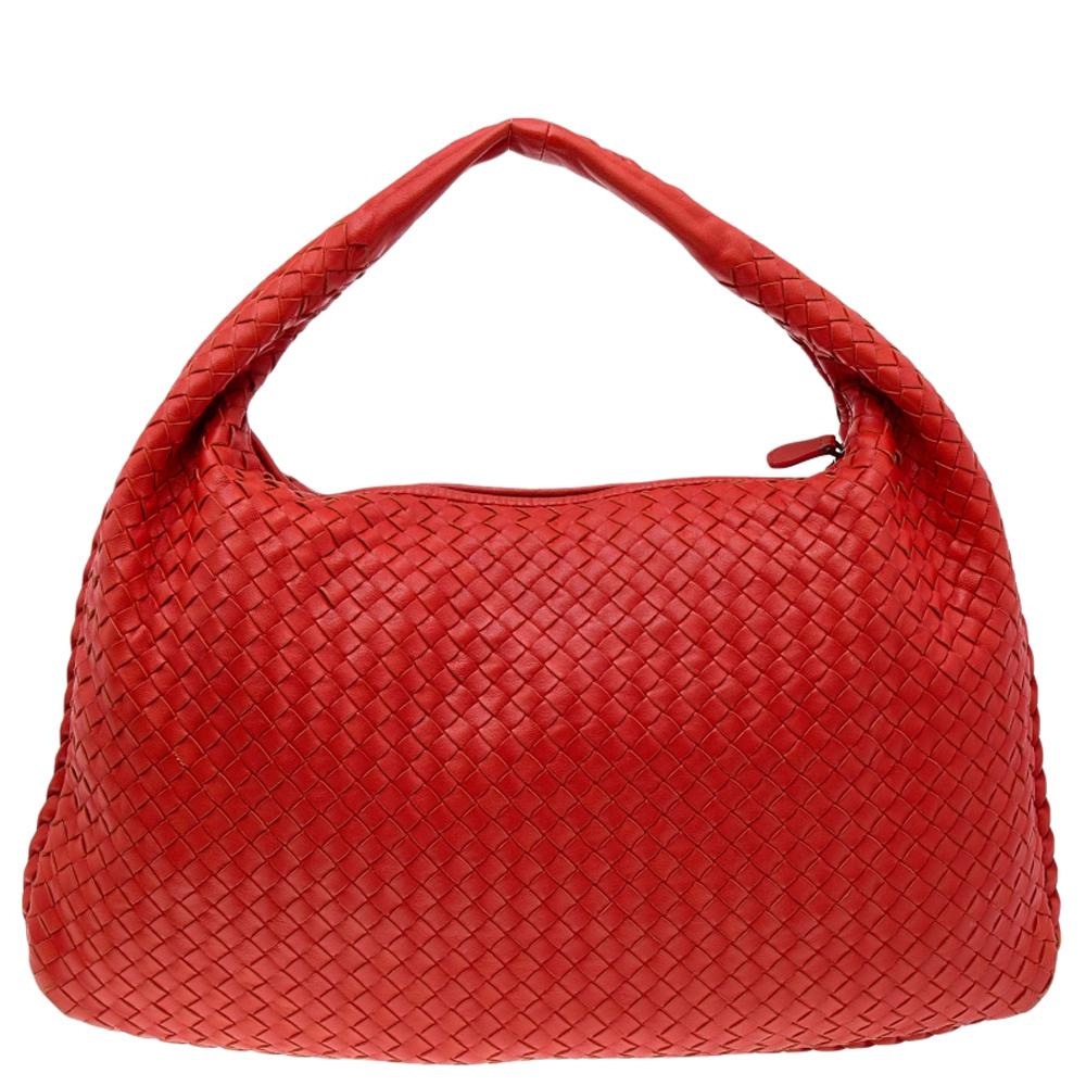 Bottega Veneta Orange Intrecciato Leather Medium Veneta Hobo 6