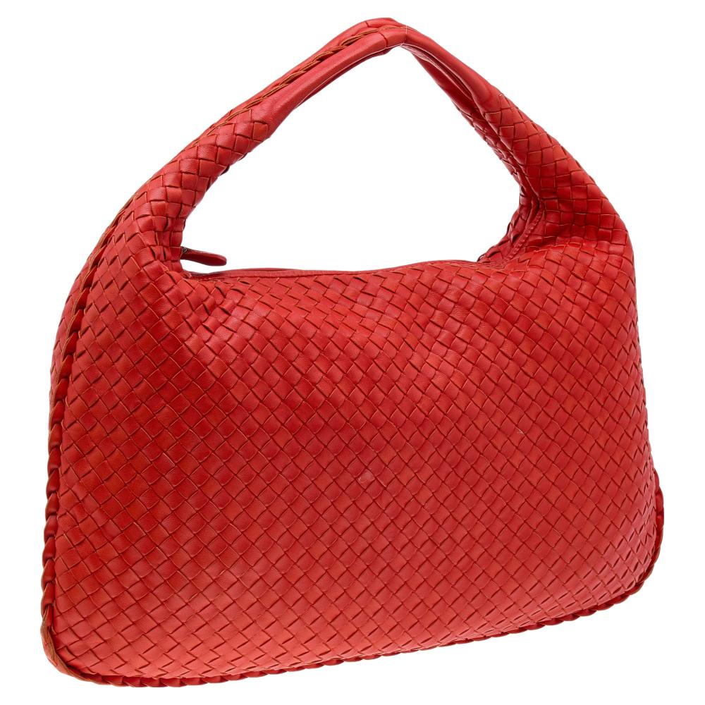 Bottega Veneta Orange Intrecciato Leather Medium Veneta Hobo 7