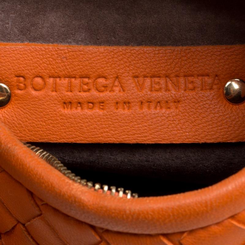 Women's Bottega Veneta Orange Intrecciato Leather Mini Hobo