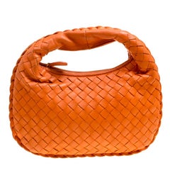 Bottega Veneta Orange Intrecciato Leather Mini Hobo