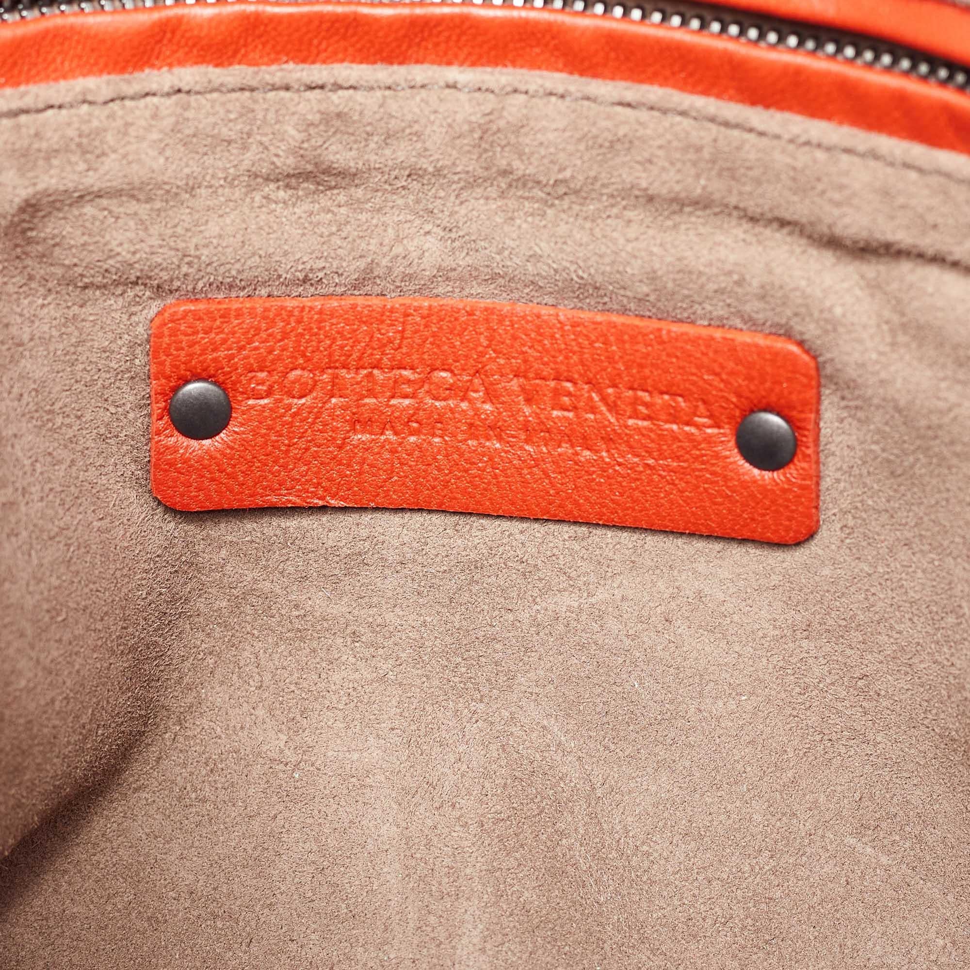 Bottega Veneta Orange Intrecciato Leather Nodini Crossbody Bag 4