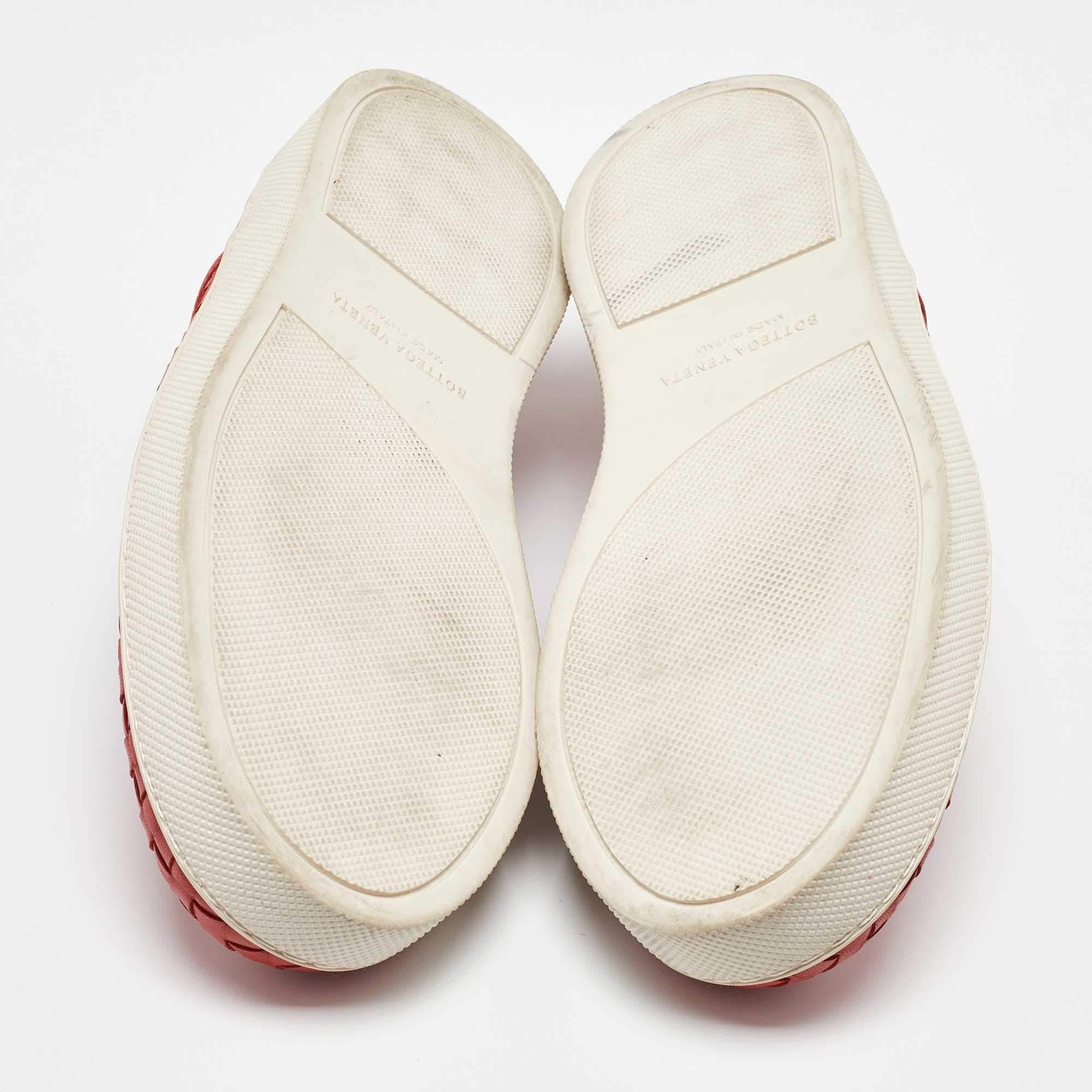 Bottega Veneta Orange Intrecciato Leather Slip On Sneakers Size 43 2