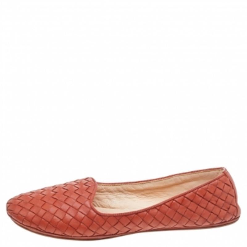 Bottega Veneta Orange Intrecciato Leather Smoking Slippers Size 37 In Good Condition For Sale In Dubai, Al Qouz 2