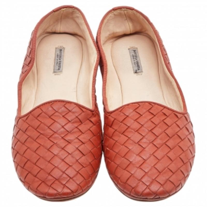 Women's Bottega Veneta Orange Intrecciato Leather Smoking Slippers Size 37 For Sale