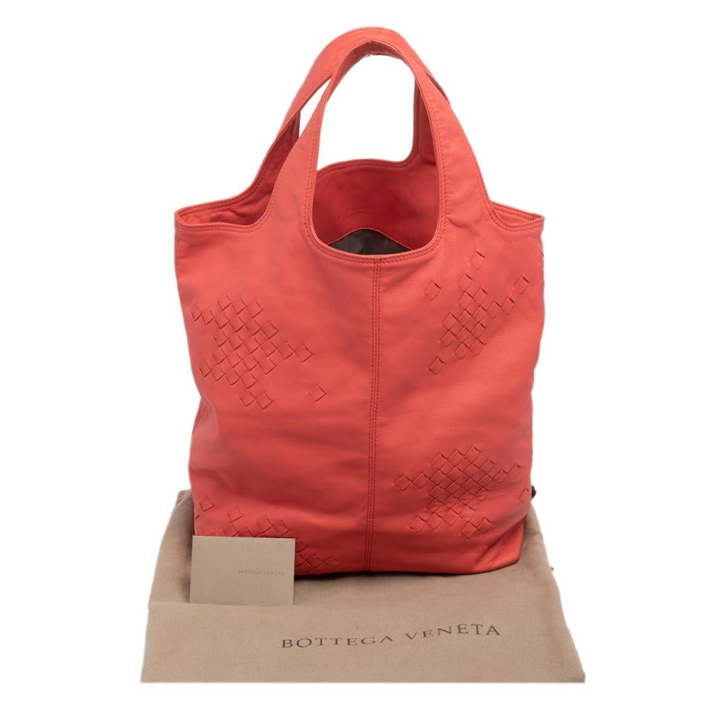 Bottega Veneta Orange Intrecciato Leather Tote 8