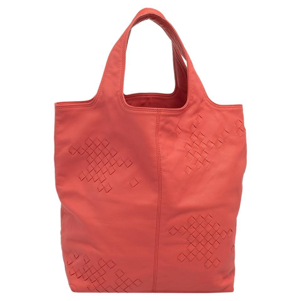 Bottega Veneta Orange Intrecciato Leather Tote