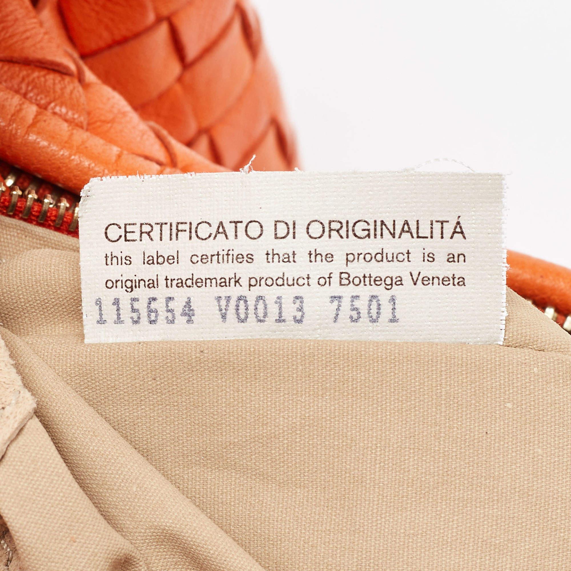 Bottega Veneta Orange Intrecciato Leather Veneta Hobo 9