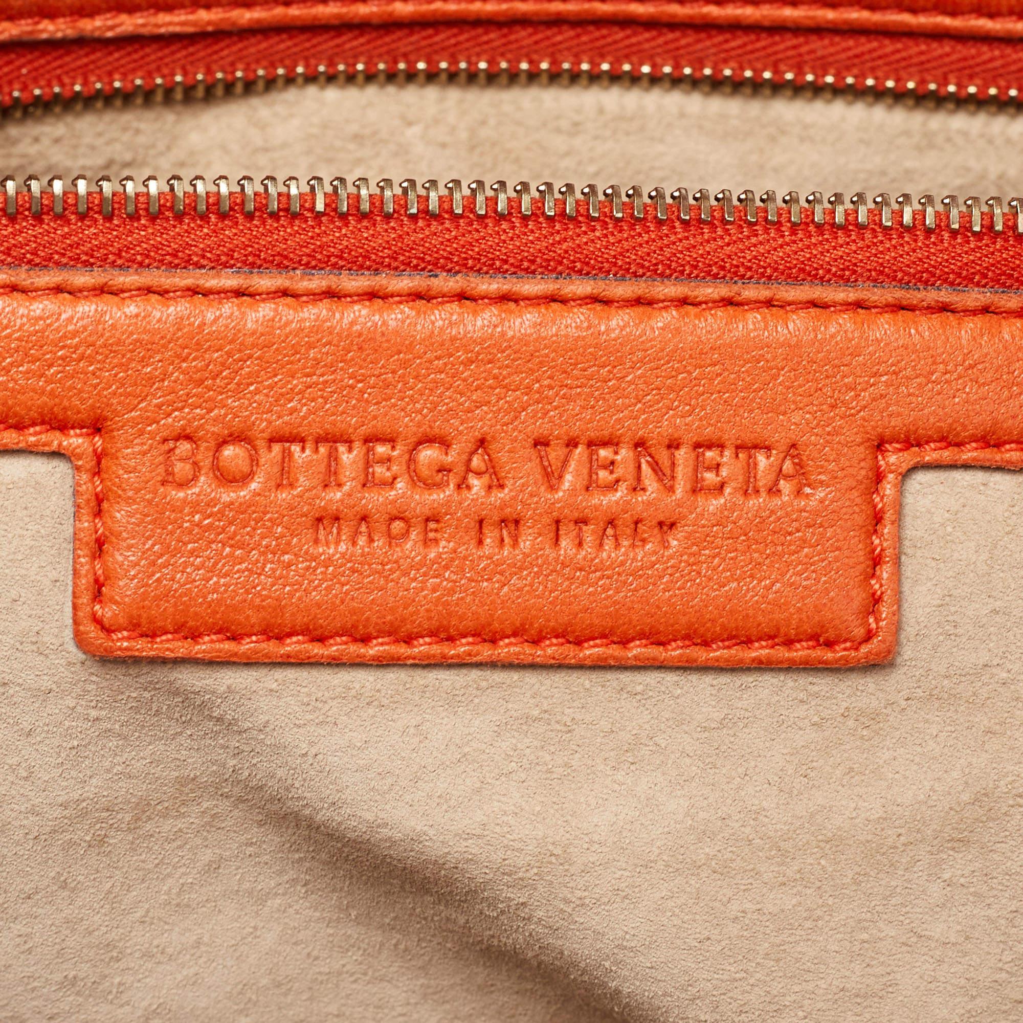 Bottega Veneta Orange Intrecciato Leather Veneta Hobo 10