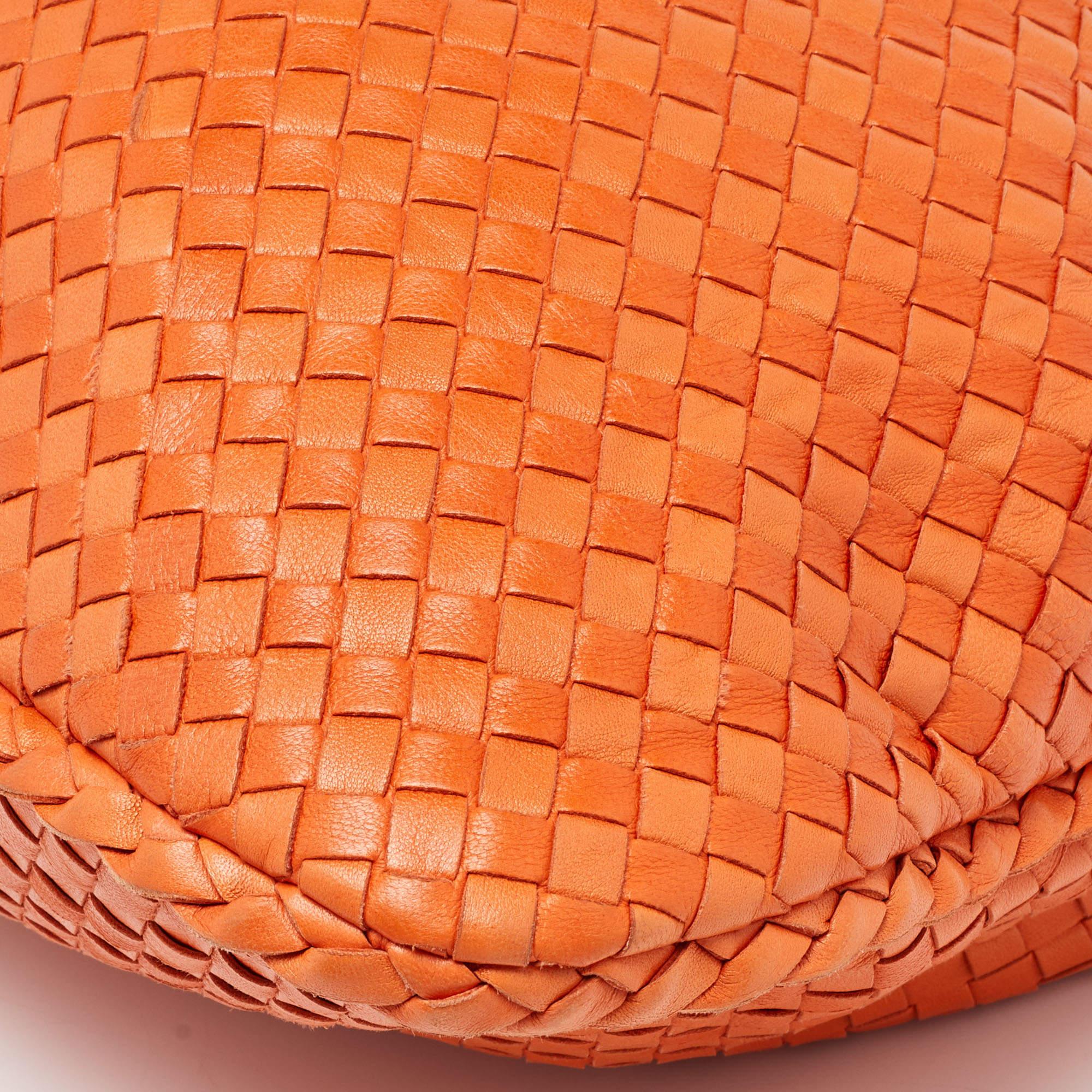 Bottega Veneta Orange Intrecciato Leather Veneta Hobo 1