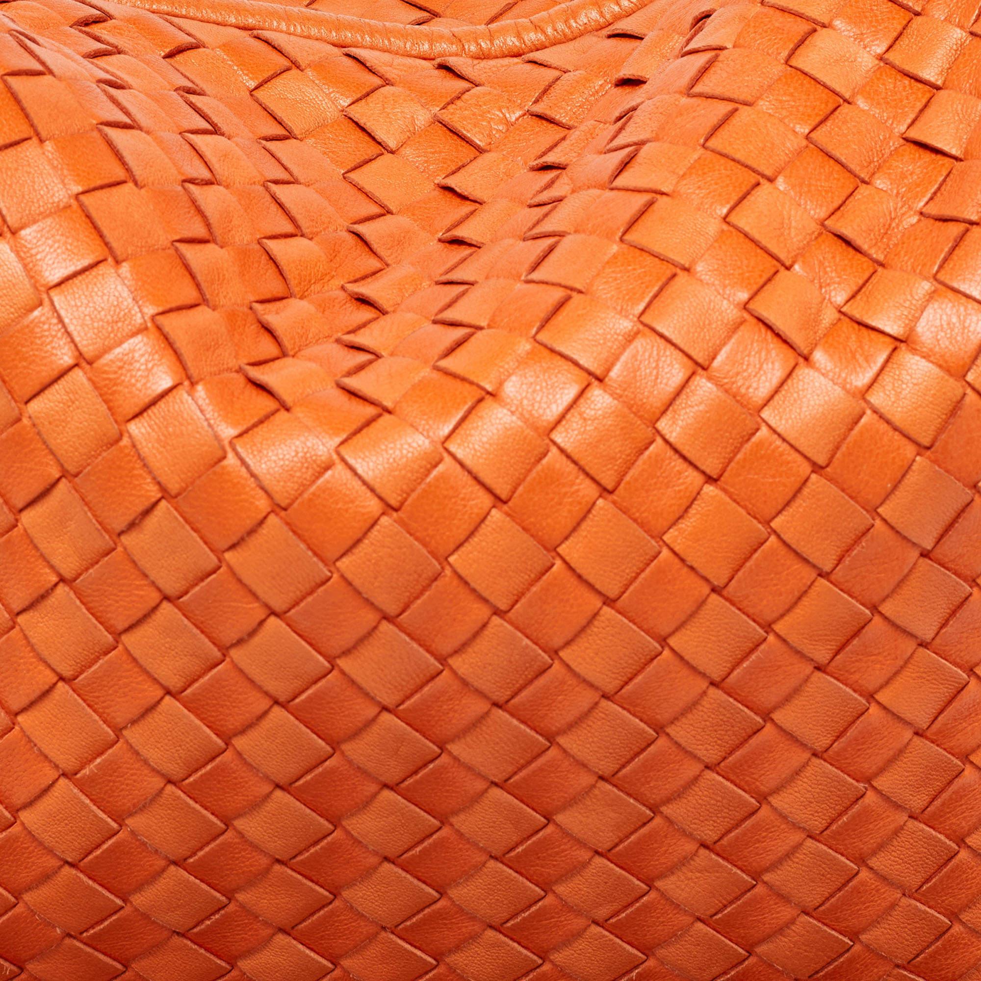 Bottega Veneta Orange Intrecciato Leather Veneta Hobo 4