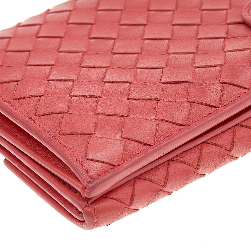 Pink Bottega Veneta Orange Intrecciato Leather Wallet