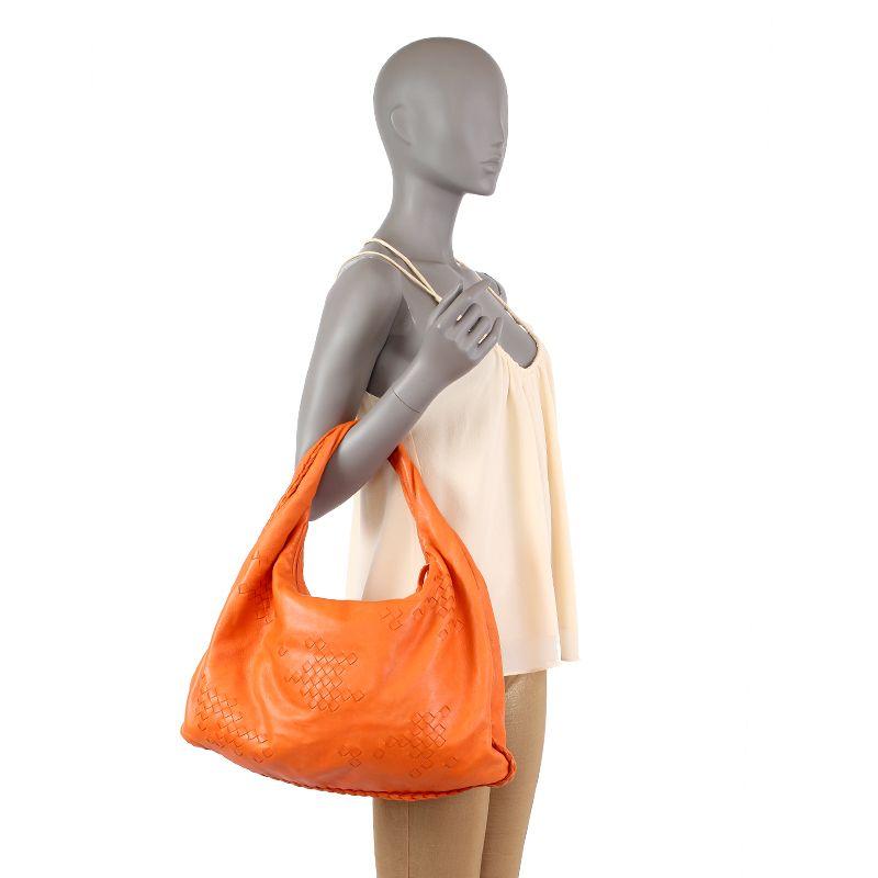 Orange BOTTEGA VENETA orange INTRECCIATO VENETA LARGE Hobo Shoulder Bag