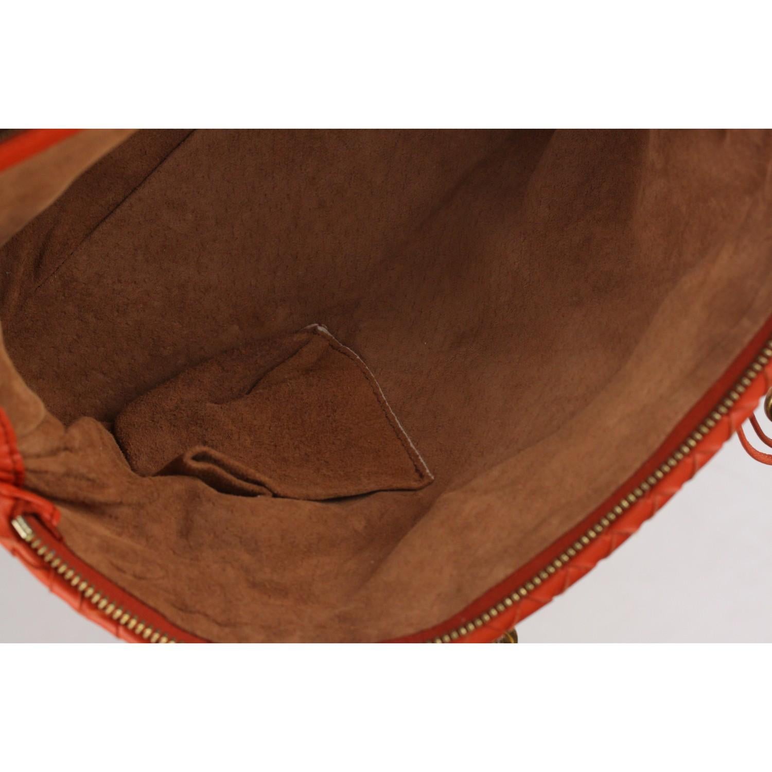 Bottega Veneta Orange Intrecciato Woven Leather Bowling Bag 6
