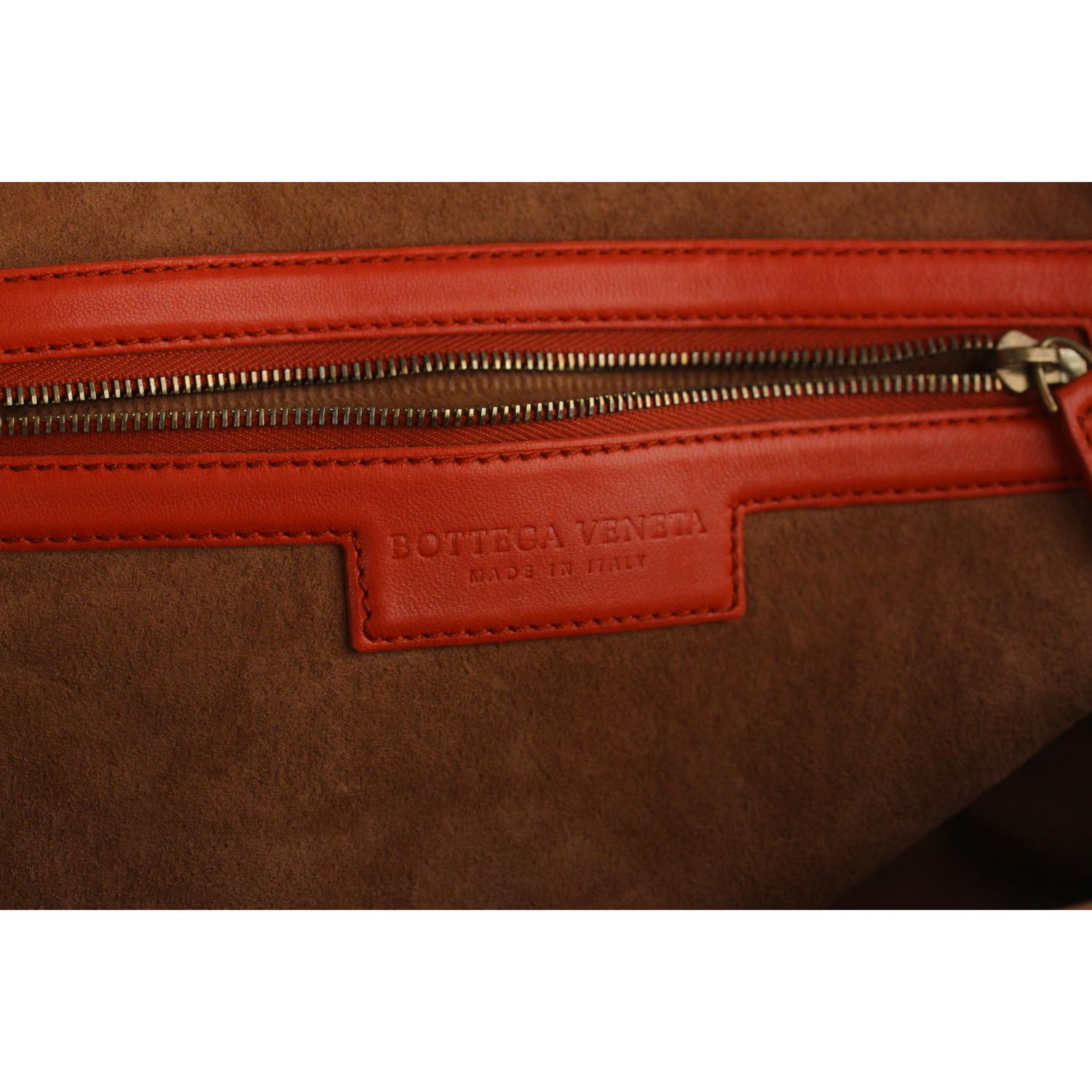 Bottega Veneta Orange Intrecciato Woven Leather Bowling Bag 7
