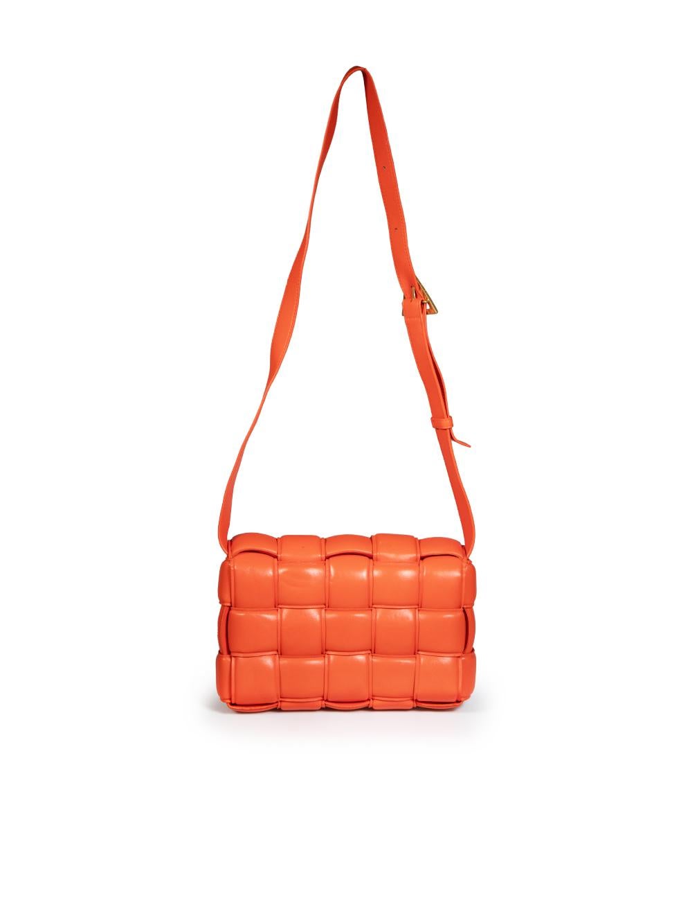 Red Bottega Veneta Orange Leather Cassette Padded Bag
