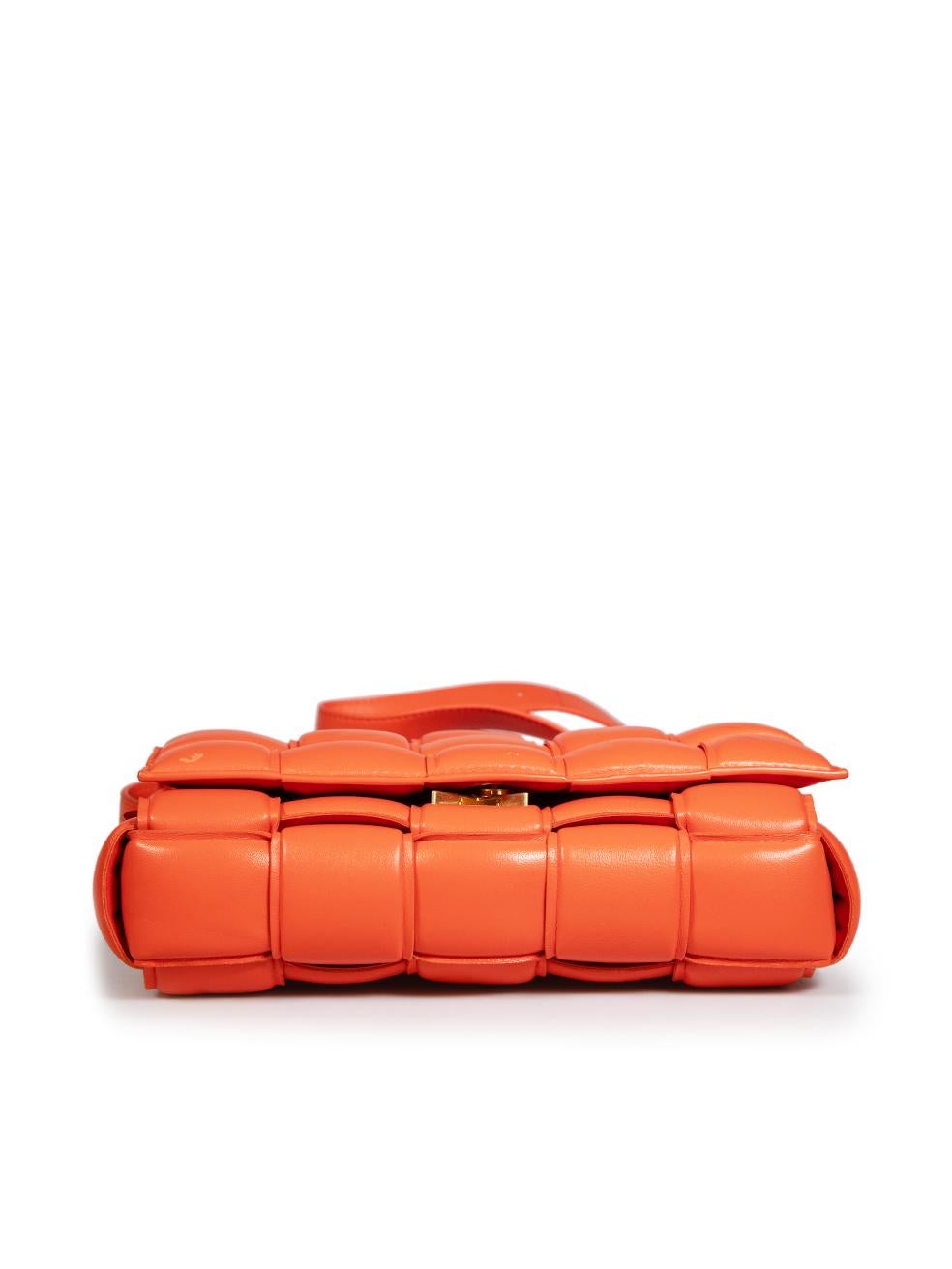 Bottega Veneta Orange Leather Cassette Padded Bag In Good Condition In London, GB
