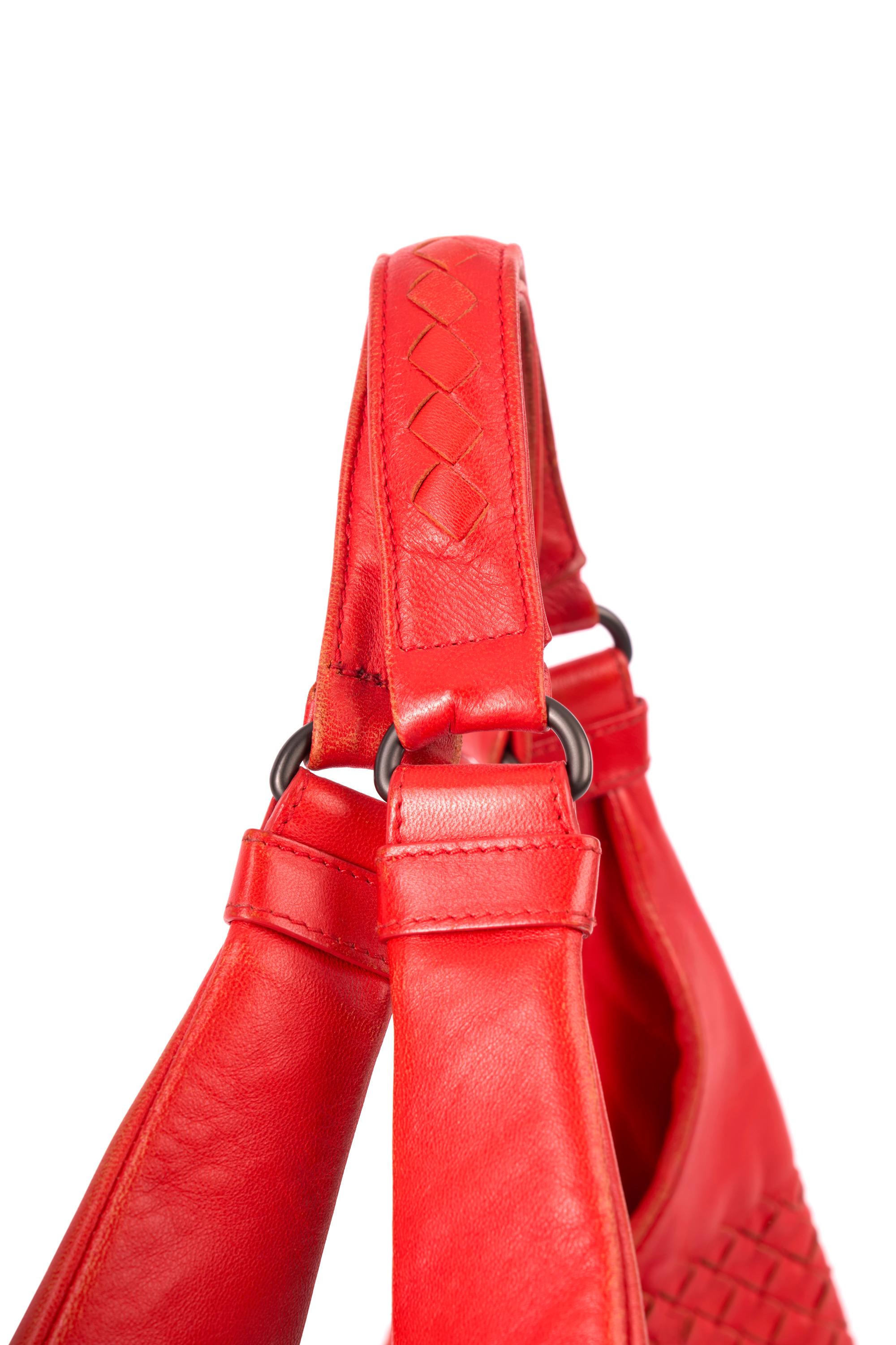 Red Bottega Veneta Orange Leather Hobo Cabas Bag For Sale