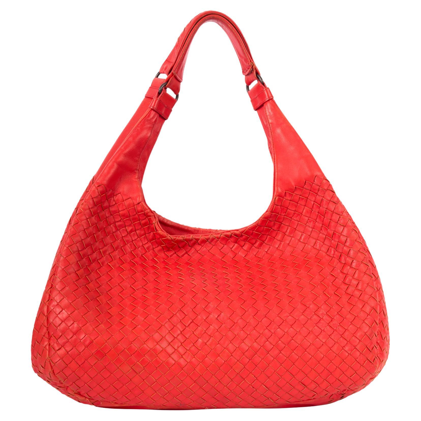 Bottega Veneta Orange Leather Hobo Cabas Bag