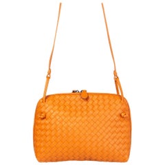 BOTTEGA VENETA orange leather INTRECCIATO NODINI Crossbody Shoulder Bag