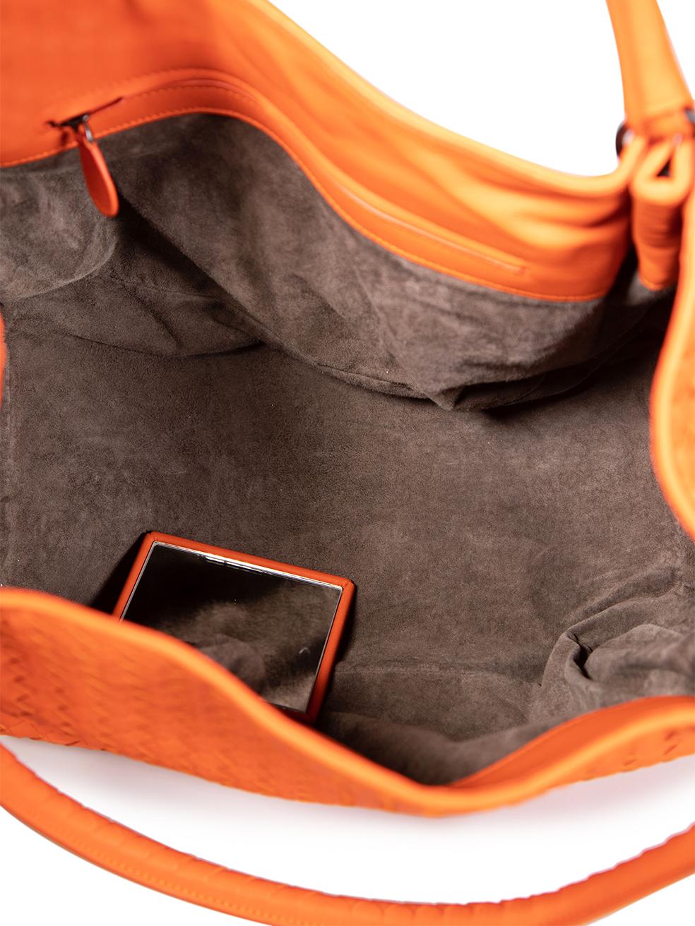 Bottega Veneta Orange Leather Intrecciato Parachute Bag 1