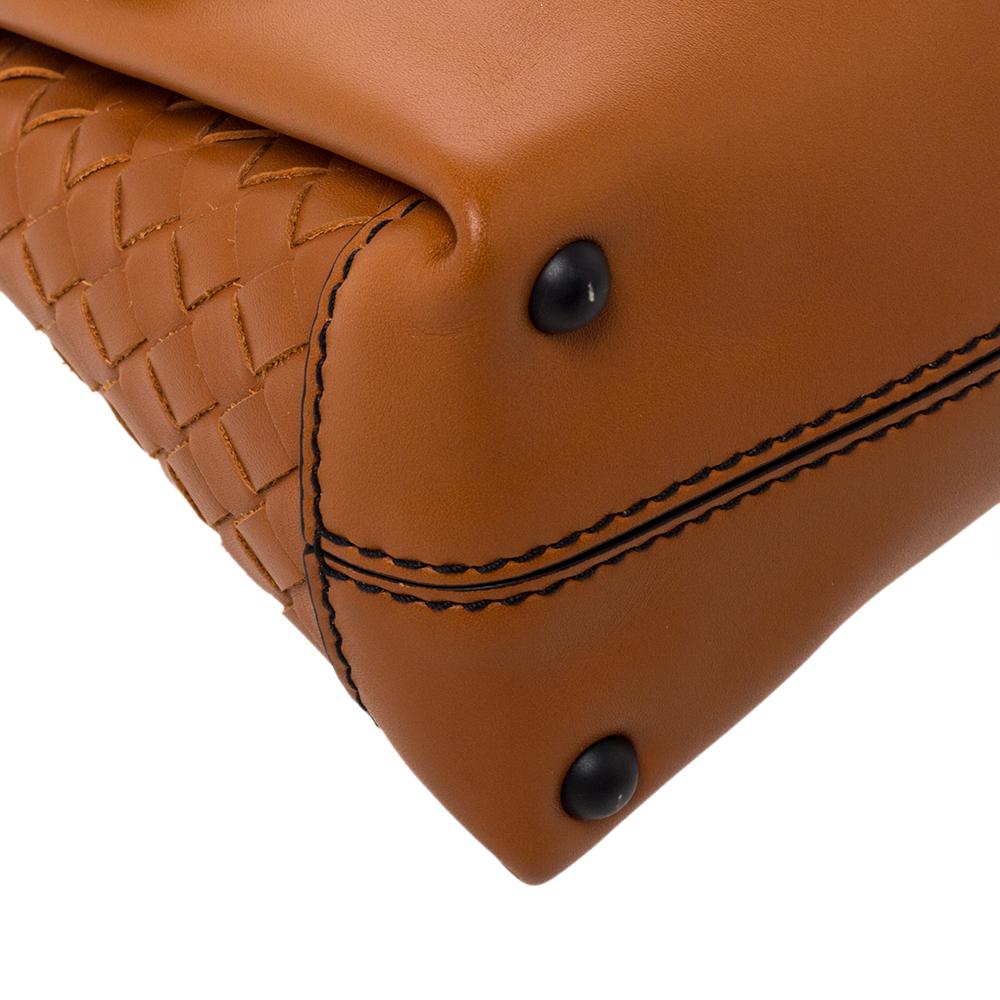 Bottega Veneta Orange Leather Mini Piazza Top Handle Bag 2