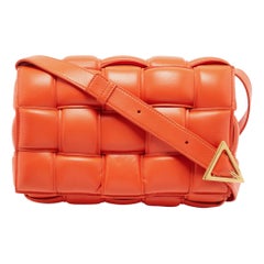 Bottega Veneta Orange Leather Padded Cassette Flap Shoulder Bag
