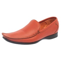 Bottega Veneta Orange Leather Pointed Toe Slip On Loafers Size 37