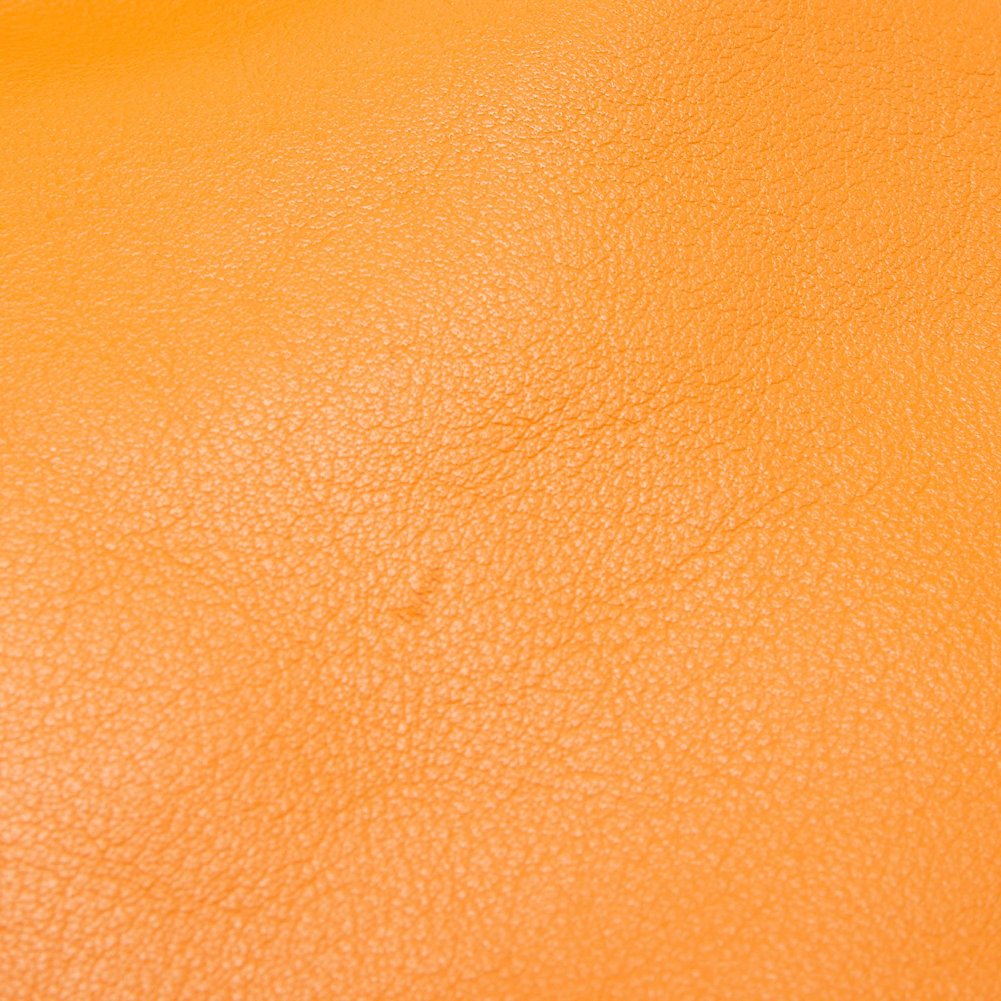 Bottega Veneta Orange Leather The Pouch Clutch 6